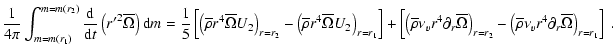 $\displaystyle \frac{1}{4\pi}\int_{m=m\left(r_1\right)}^{m=m\left(r_2\right)}\fr...
...t(\overline\rho\nu_{v}r^4\partial_{r}\overline{\Omega}\right)_{r=r_1}\right]~ .$