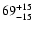 $\rm 69_{-15 }^{+15 }$