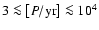 $3 \la \left[P/{\rm yr}\right]\la 10^4$