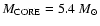 $M_{{\rm CORE}}=5.4~{M}_\odot$