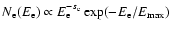 $N_{\rm e}(E_{\rm e})\propto E_{\rm e}^{-s_{\rm e}}\exp(-E_{\rm e}/E_{\rm max})$