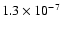$1.3 \times 10^{-7}$