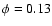$\phi = 0.13$