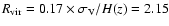 $R_{\rm vir}=0.17\times \sigma_{\rm V}/H(z) = 2.15$