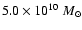 $5.0 \times 10^{10}~M_{\odot}$