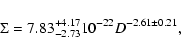 \begin{displaymath}\Sigma = 7.83^{+4.17}_{-2.73}10^{-22}D^{-2.61\pm0.21},
\end{displaymath}