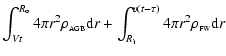 $\displaystyle \int ^{R_{\rm o}} _{Vt} 4 \pi r^2 \rho _{\scriptscriptstyle {\rm ...
...{R_{\rm i}} ^{v(t-\tau)} 4 \pi r^2 \rho _{\scriptscriptstyle {\rm FW}} {\rm d}r$