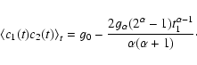 \begin{displaymath}\left\langle c_1(t)c_2(t) \right\rangle_t =
g_0-{2 g_{\alpha} (2^\alpha -1) t_{\rm 1}^{\alpha-1} \over \alpha(\alpha+1)}\cdot
\end{displaymath}