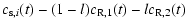 $\displaystyle c_{{\rm s},i}(t)-(1-l) c_{\rm R,1}(t)-l c_{\rm R,2}(t)$