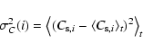\begin{displaymath}\sigma_{C}^2(i)= \left\langle(C_{{\rm s},i} - \langle C_{{\rm s},i} \rangle_t )^2 \right\rangle_t
\end{displaymath}