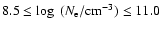 $8.5\le \log~(N_{\rm e}/{\rm cm}^{-3})\le 11.0$