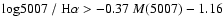 ${\rm log }5007~/~{\rm H}\alpha > -0.37~ {M}(5007) -1.16$