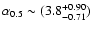 $\alpha_{0.5} \sim (3.8^{+0.90}_{-0.71})$