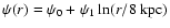 $\psi(r) = \psi_0+\psi_1 \ln(r/8 ~{\rm kpc})$