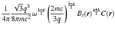 $\displaystyle \frac{1}{4\pi}
\frac{\sqrt{3}q^3}{8 \pi mc^2} \omega^{\frac{1-p}{...
...ac{2mc}{3q} \right )^{\frac{1-p}{2}} {B_t (\vec{r})}^{\frac{p+1}{2}} C(\vec{r})$