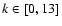 $k \in \left [0,13
\right]$