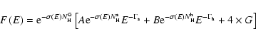 \begin{displaymath}F\left(E\right) = {\rm e}^{-\sigma\left(E\right)N_{\rm H}^{\r...
...right)N_{\rm H}^{\rm h}}E^{-\Gamma_{\rm h}} + 4\times G\right]
\end{displaymath}
