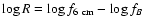 $\log R =\log f_{\rm 6~cm} - \log f_B$