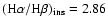 $\rm (H\alpha/H\beta)_{ins}=2.86$