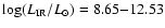 $\log (L_{\rm IR}/L_{\odot}) =8.65{-}12.53$