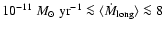 $10^{-11}~{M}_{\odot}~{\rm yr}^{-1} \la \langle \dot{M}_{{\rm long}} \rangle \la 8$