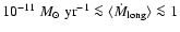 $10^{-11}~{M}_{\odot}~{\rm yr}^{-1} \la \langle \dot{M}_{{\rm long}} \rangle \la 1$