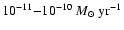 $10^{-11}{-}10^{-10}~M_{\odot}~{\rm yr}^{-1}$