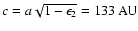 $c=a\sqrt{1-\epsilon _{2}}=133~{\rm AU}$