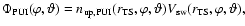 $\Phi _{{\rm PUI}}(\varphi ,\vartheta )=n_{{\rm up},{\rm PUI}%
}(r_{\rm TS},\varphi ,\vartheta )V_{\rm sw}(r_{\rm TS},\varphi ,\vartheta ),$