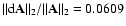 $\vert\vert{\rm d}{\bf A}\vert\vert _{2}/\vert\vert{\bf A}\vert\vert _{2} = 0.0609$