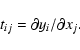 \begin{displaymath}%
t_{ij} = {\partial y_{i}}/{\partial x_{j}}.
\end{displaymath}