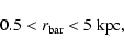 \begin{displaymath}0.5 < r_{\rm bar} < 5\ \mbox{kpc},
\end{displaymath}