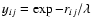 $y_{ ij}=\exp{-r_{ ij}/ \lambda}$