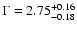 $\Gamma=2.75_{-0.18}^{+0.16}$