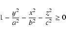 \begin{displaymath}1-{y^2\over a^2}-{x^2\over b^2}-{z^2\over c^2}\geq 0
\end{displaymath}