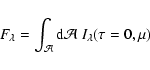 \begin{displaymath}F_\lambda = \int_{\cal A} {\rm d} {\cal A} ~ I_\lambda (\tau=0, \mu)
\end{displaymath}