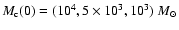 $M_{\rm c}(0) = (10^4, 5\times10^3, 10^3)~M_\odot$