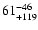 $\rm 61^{-46}_{+119}$