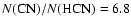 $N({\rm CN})/N({\rm HCN}) = 6.8$