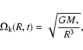 \begin{displaymath}
\Omega_{\rm k}(R,t) = \sqrt{\frac{GM_\ast}{R^3}} ,
\end{displaymath}