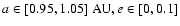 $a\in [0.95, 1.05]~ {\rm AU}, e\in
[0,0.1]$