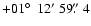 $+01\hbox{$^\circ$ }~12'~59\hbox{$.\!\!^{\prime\prime}$ }4$