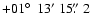$+01\hbox{$^\circ$ }~13'~15\hbox{$.\!\!^{\prime\prime}$ }2$