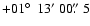 $+01\hbox{$^\circ$ }~13'~00\hbox{$.\!\!^{\prime\prime}$ }5$