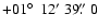 $+01\hbox{$^\circ$ }~12'~39\hbox{$.\!\!^{\prime\prime}$ }0$