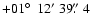 $+01\hbox{$^\circ$ }~12'~39\hbox{$.\!\!^{\prime\prime}$ }4$