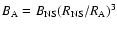 $B_{\rm A} = B_{\rm NS} (R_{\rm NS}/R_{\rm A})^3$