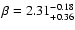 $\beta=2.31^{-0.18}_{+0.36}$