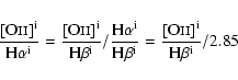 \begin{displaymath}\frac{[{\rm O}\mathsc{ii}]^{{\rm i}}}{{\rm H}\alpha^{{\rm i}}...
...c{[{\rm O}\mathsc{ii}]^{{\rm i}}}{{\rm H}\beta^{{\rm i}}}/2.85
\end{displaymath}