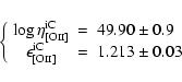 \begin{displaymath}\left\{ \begin{array}{ccl}
\log\eta_{[{\rm O}\mathsc{ii}]}^{{...
...}\mathsc{ii}]}^{{\rm iC}} & = & 1.213\pm0.03\end{array}\right.
\end{displaymath}